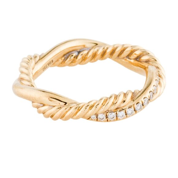 DAVID YURMAN 18K 750 YELLOW GOLD  DIAMOND PETITE INFINITY BAND RING - Picture 1 of 8